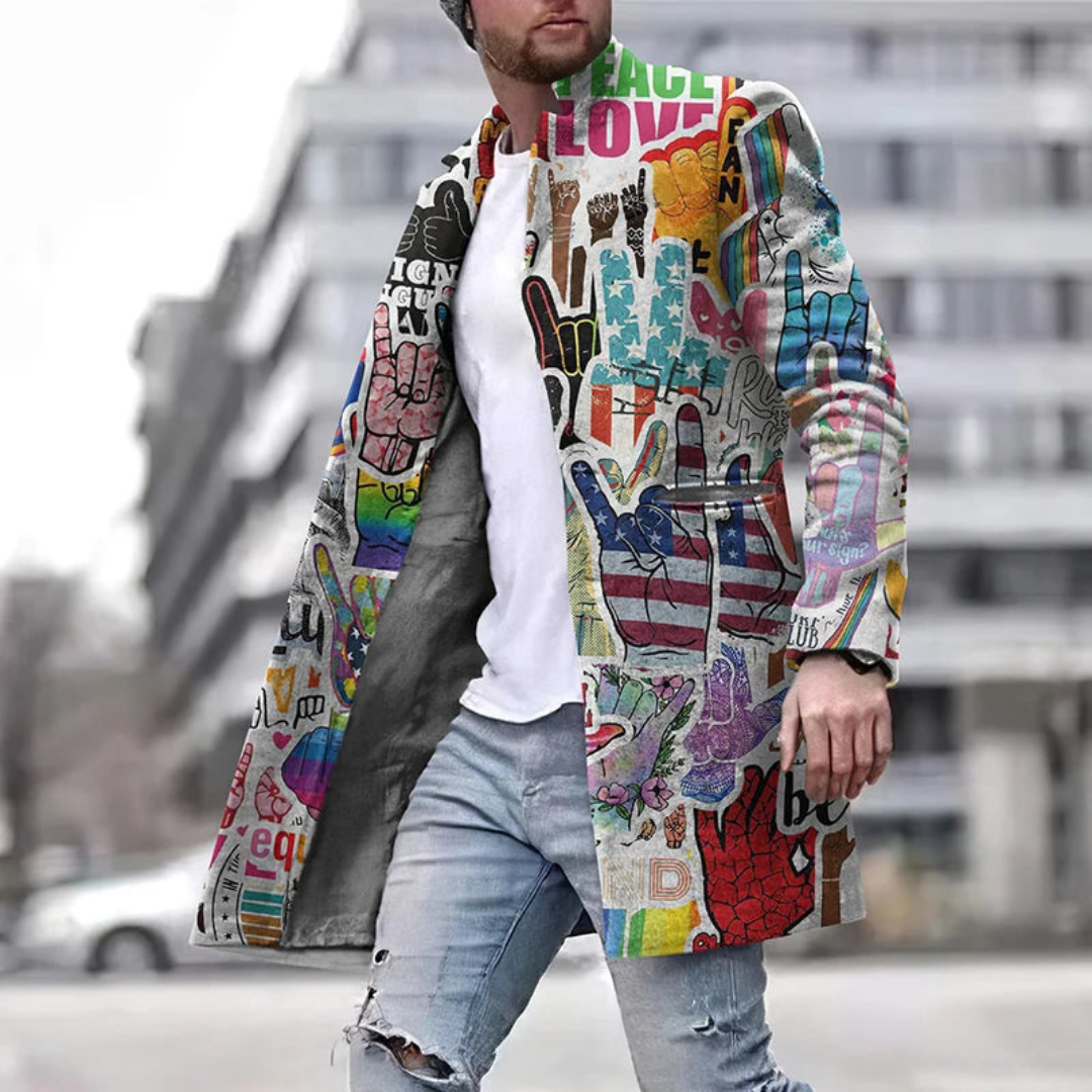 Men’s Graphic Long Coat | Streetwear