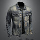 Men’s Distressed Denim Jacket | Patchwork
