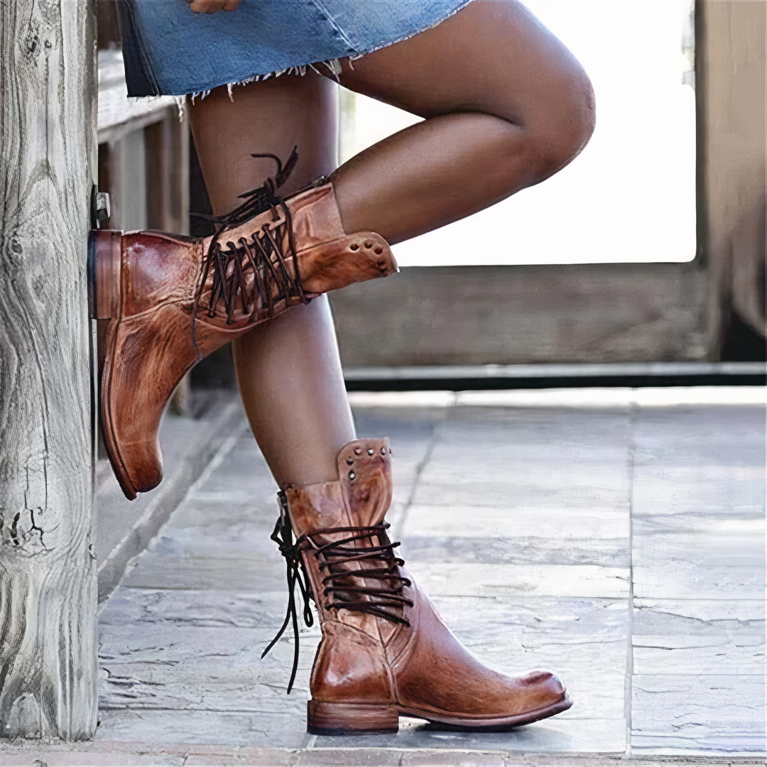 Women’s Lace-Up Ankle Boots | Studded Trim