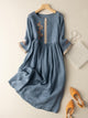 Women’s Embroidered Midi Dress | Loose Fit