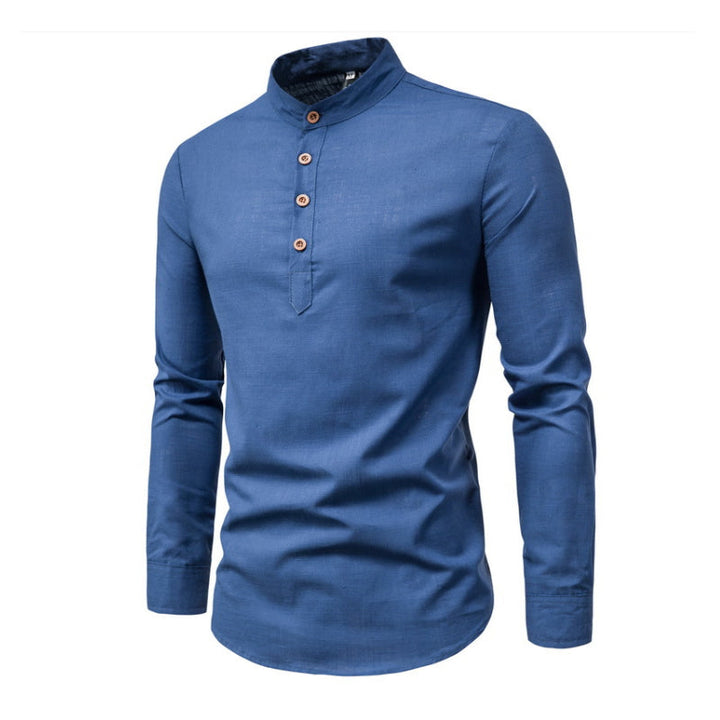 Roman - Solid Color Stand Collar Shirt
