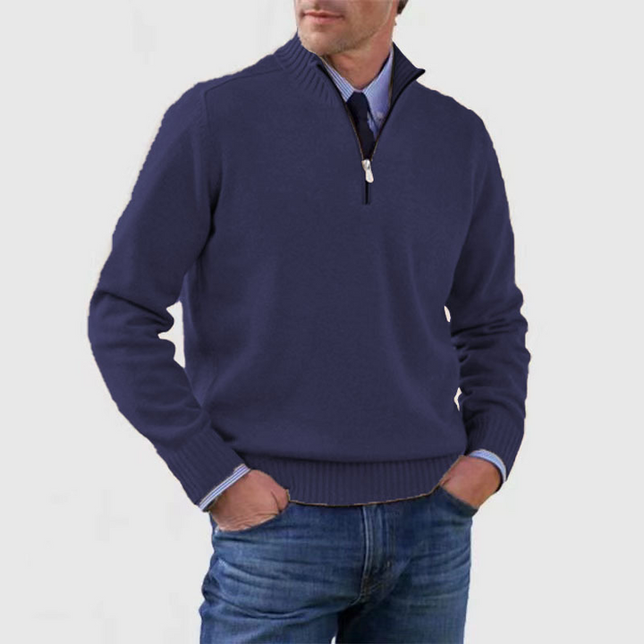 Men’s Quarter Zip Knit Jumper | Stand Collar