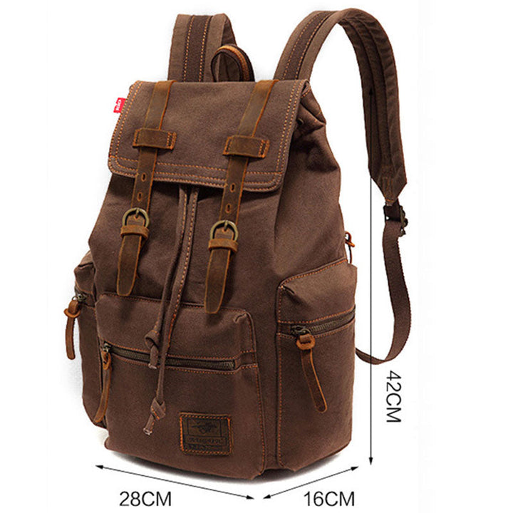 Maximo- Retro Canvas Multi-compartment Flap Backpack