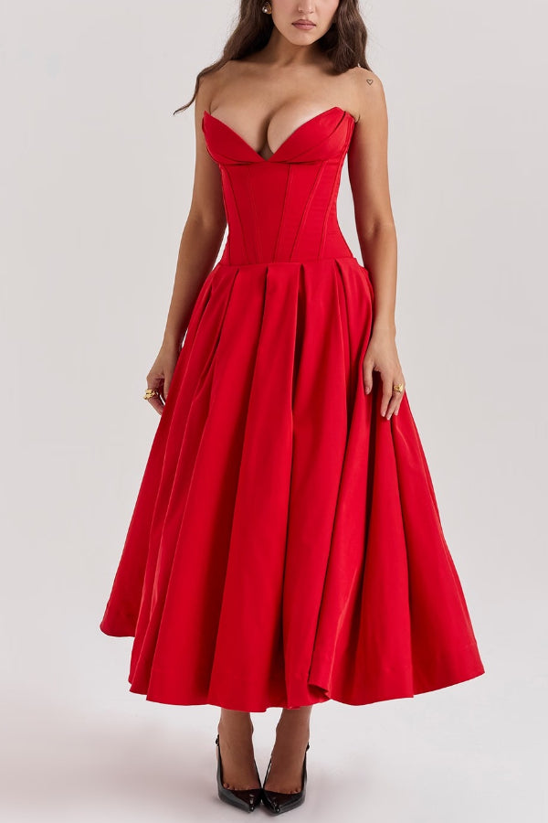 Women’s Corset Pleated Dress | Midi
