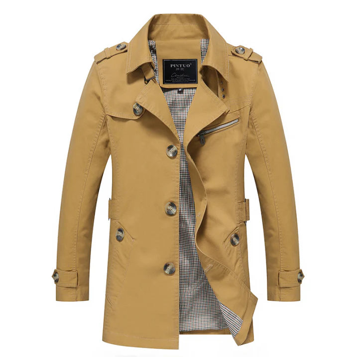 Men’s Double-Breasted Trench Coat | Epaulette Detail