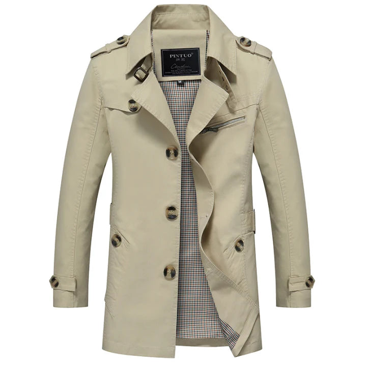 Men’s Double-Breasted Trench Coat | Epaulette Detail