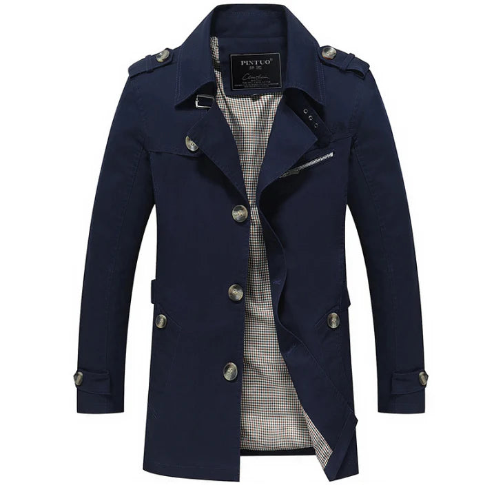 Men’s Double-Breasted Trench Coat | Epaulette Detail