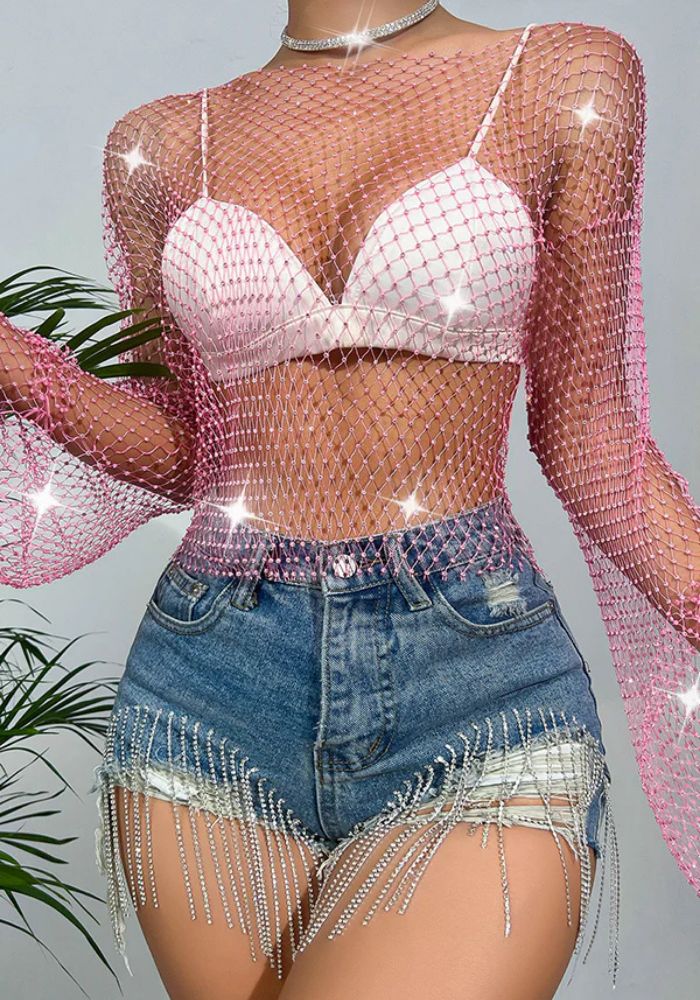 Soraya | Women’s Party Mesh Top | Long Sleeve