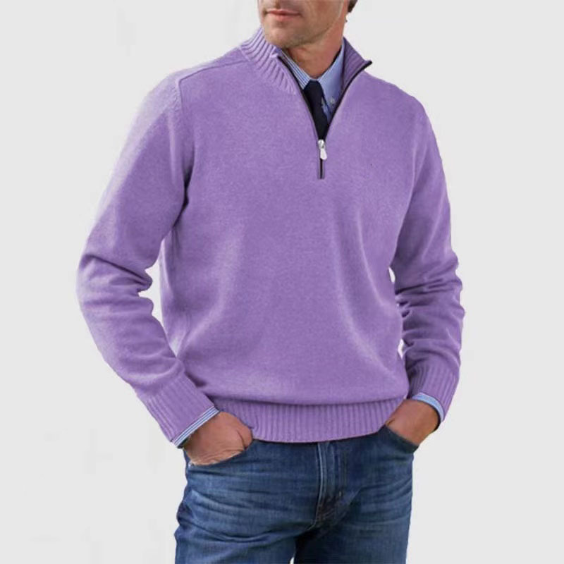 Men’s Quarter Zip Knit Jumper | Stand Collar