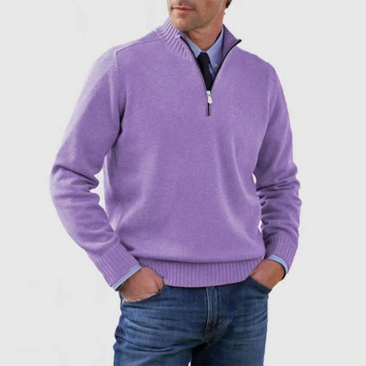 Men’s Quarter Zip Knit Jumper | Stand Collar