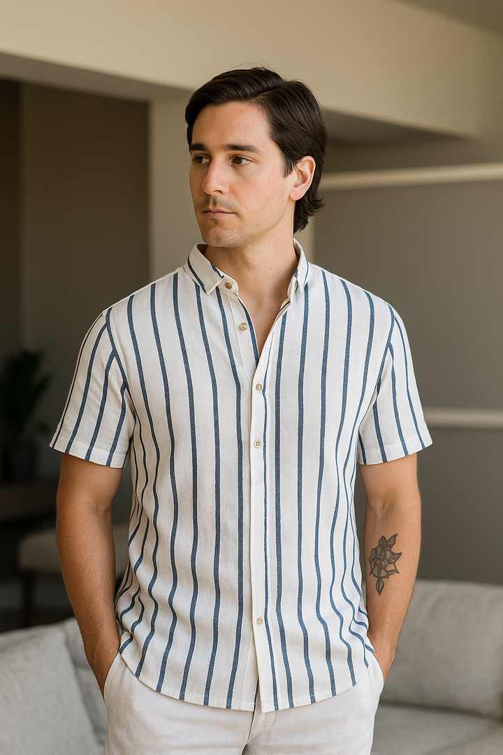 Striped Short Sleeve Shirt | Casual Fit