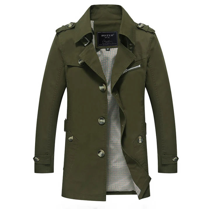 Men’s Double-Breasted Trench Coat | Epaulette Detail