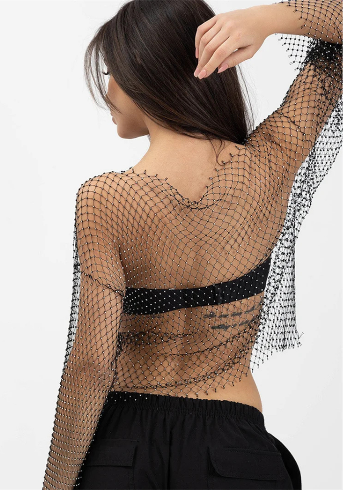 Soraya | Women’s Party Mesh Top | Long Sleeve