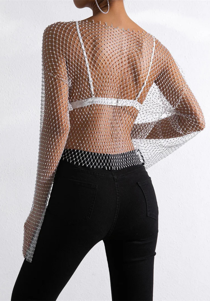 Soraya | Women’s Party Mesh Top | Long Sleeve