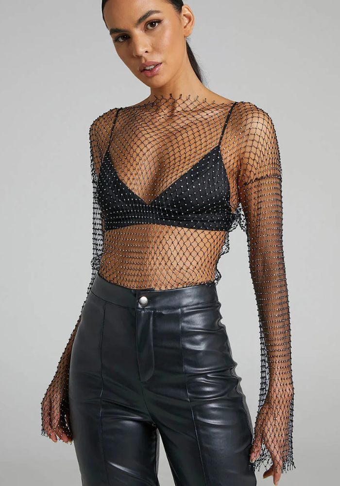 Soraya | Women’s Party Mesh Top | Long Sleeve