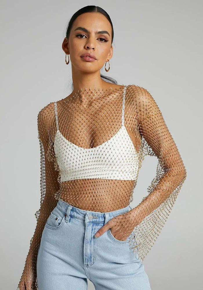 Soraya | Women’s Party Mesh Top | Long Sleeve