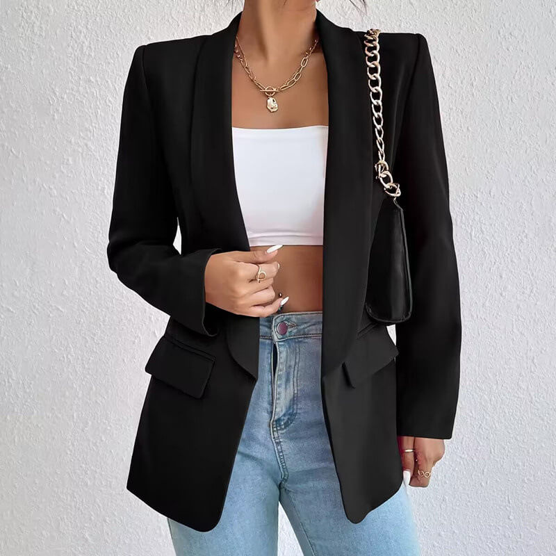 Women’s Fitted Open Front Blazer | Long Sleeve