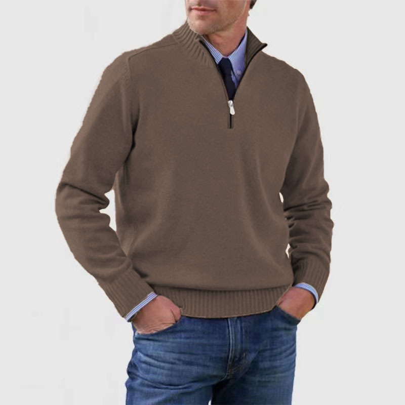 Men’s Quarter Zip Knit Jumper | Stand Collar