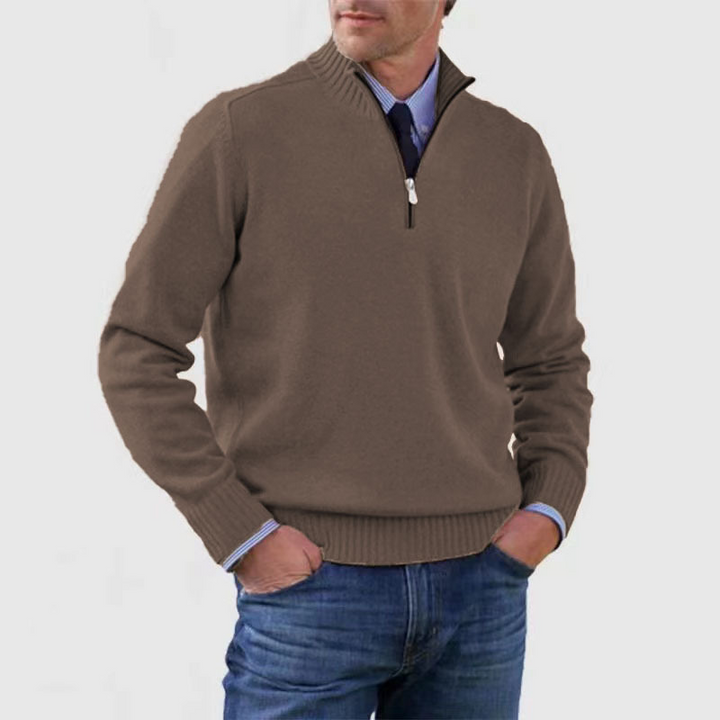 Men’s Quarter Zip Knit Jumper | Stand Collar