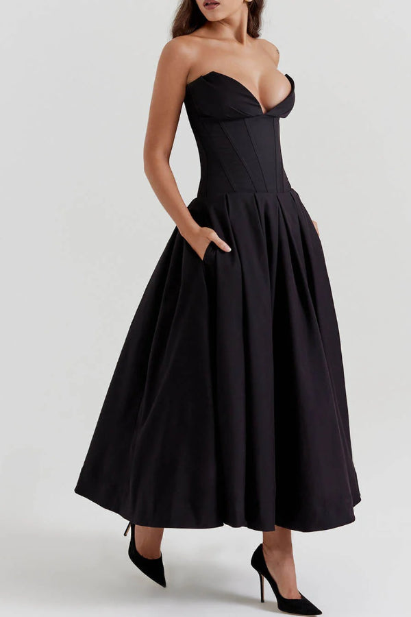 Women’s Corset Pleated Dress | Midi