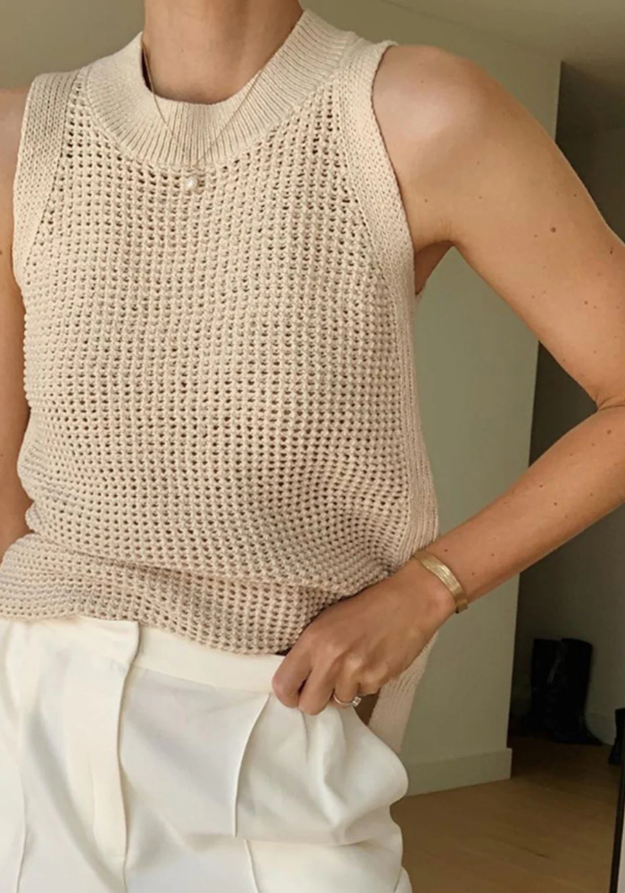 Mara | Women’s Knit Sleeveless Tank Top | Crew Neck
