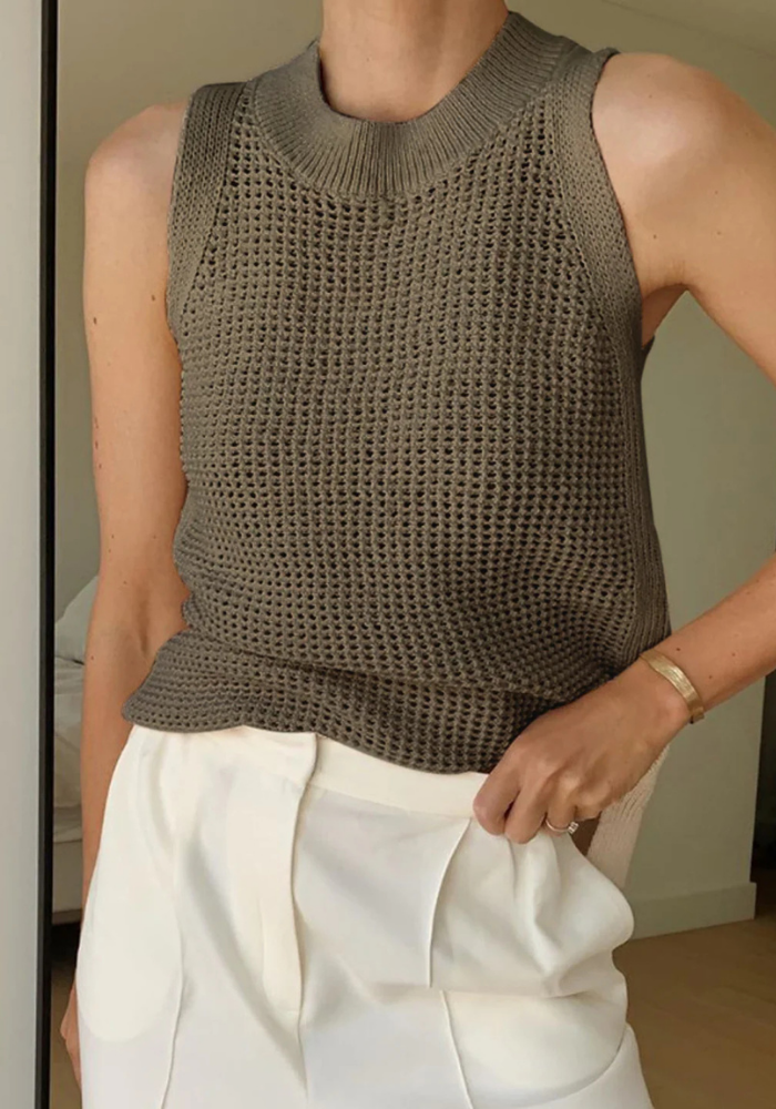 Mara | Women’s Knit Sleeveless Tank Top | Crew Neck