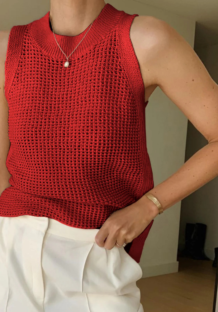Mara | Women’s Knit Sleeveless Tank Top | Crew Neck