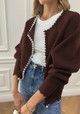 Women’s Knit Pearl Trim Cardigan | White