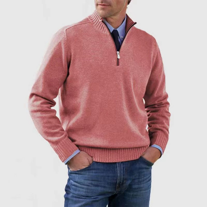 Men’s Quarter Zip Knit Jumper | Stand Collar