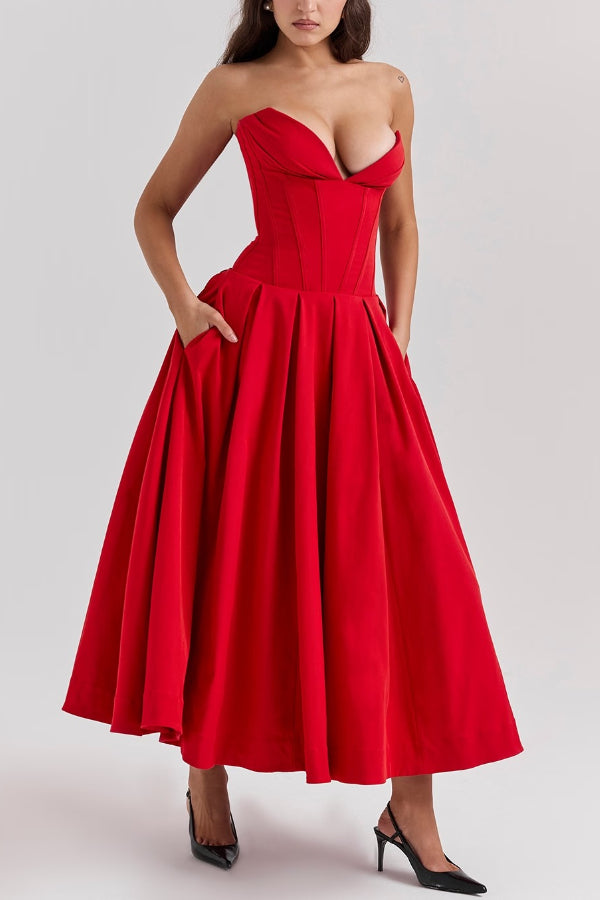 Women’s Corset Pleated Dress | Midi