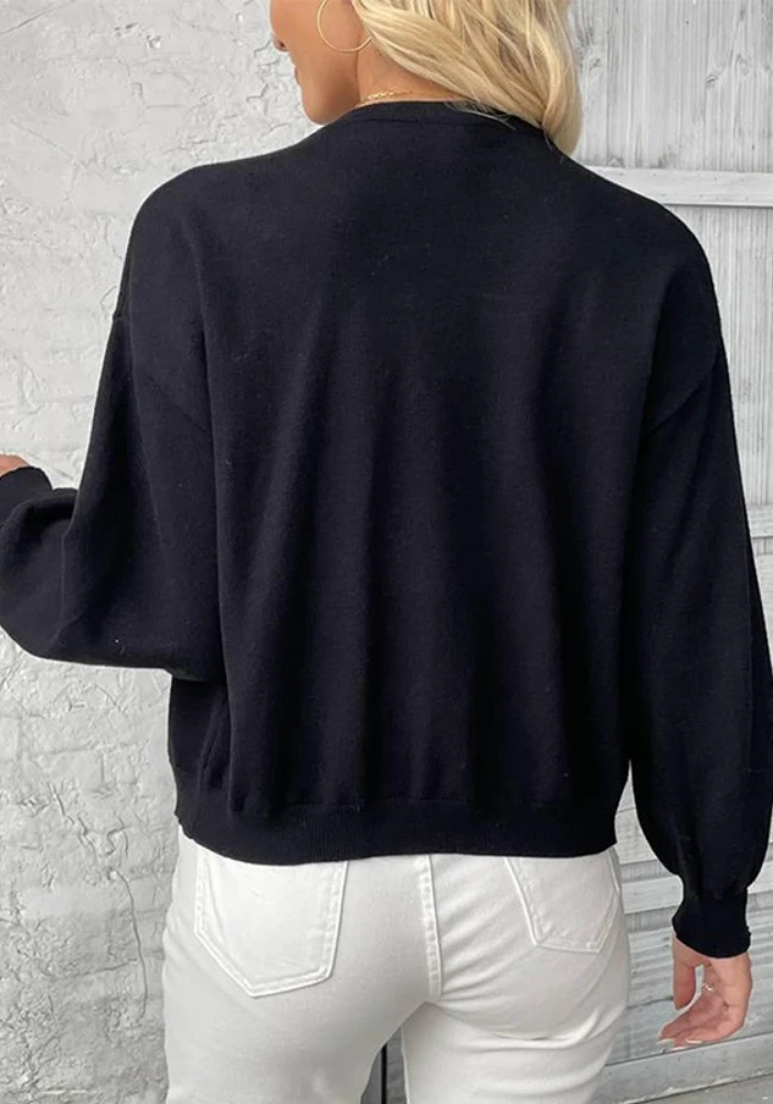 Isla | Women’s Knit Pearl Trim Cardigan | White