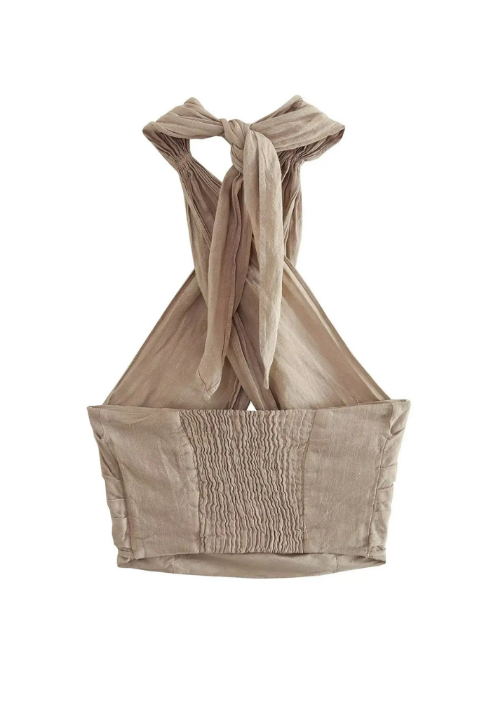Rhea | Women’s Halter Crisscross Tank Top | Crop