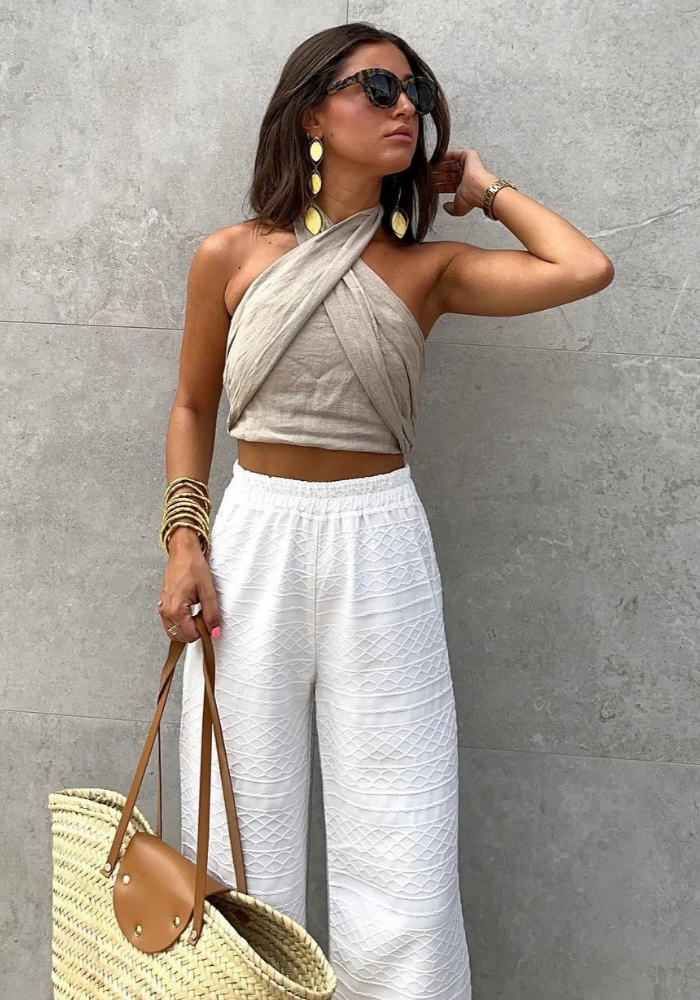 Rhea | Women’s Halter Crisscross Tank Top | Crop