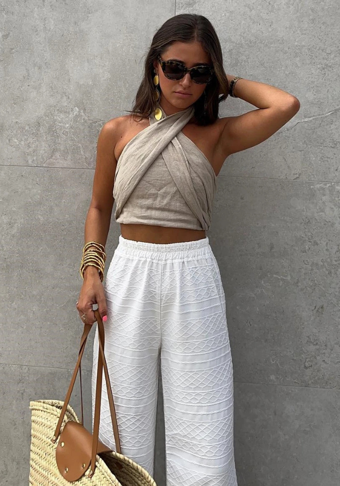 Rhea | Women’s Halter Crisscross Tank Top | Crop