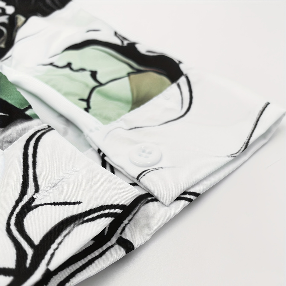 Men’s Halloween Shirt | Skull & Rose Print Long Sleeve