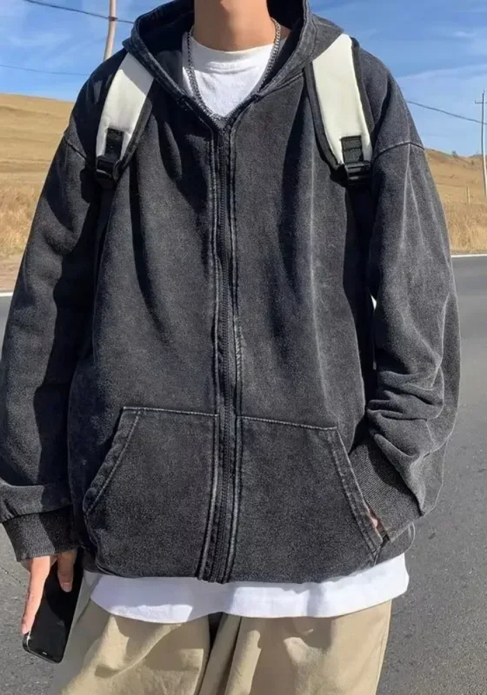 Men’s Oversized Zip Hoodie | Washed