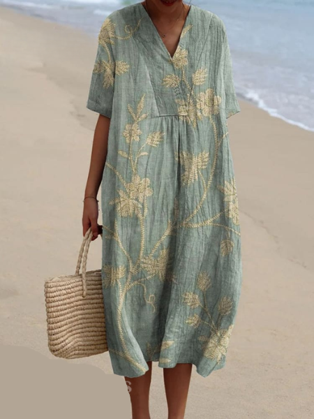 Women’s Loose V-Neck Dress | Midi