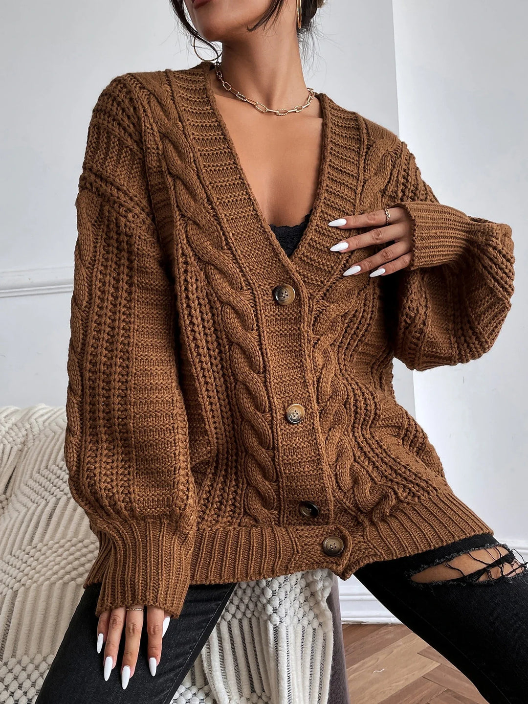 Women’s Chunky Cable Knit Cardigan | Oversized