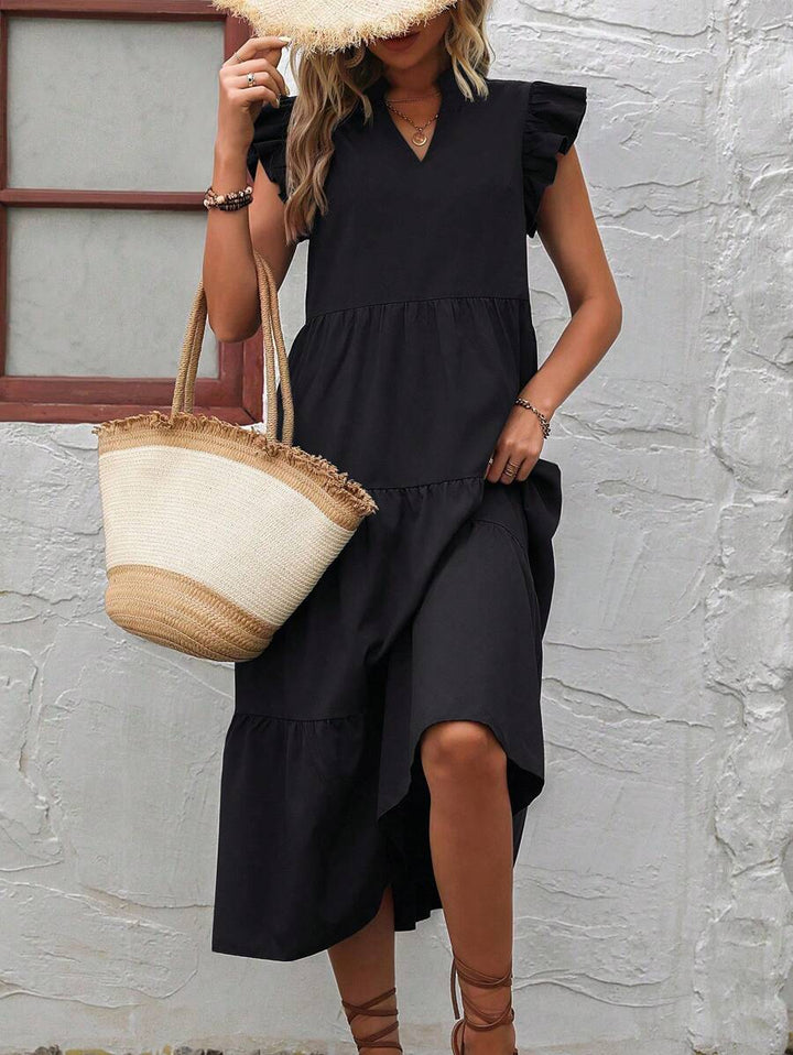 Women’s Ruffle Sleeve Tiered Dress | Midi