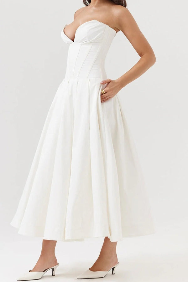 Women’s Corset Pleated Dress | Midi