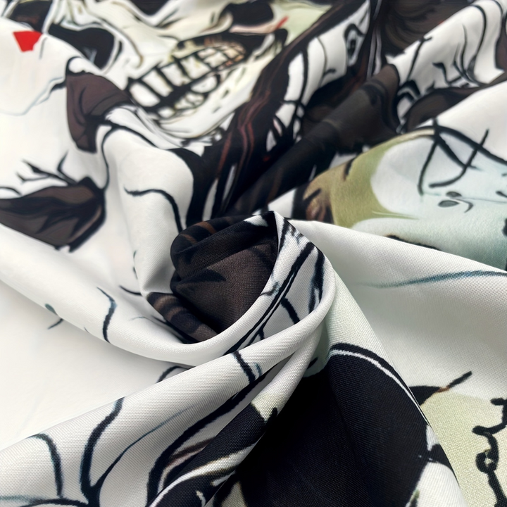 Men’s Halloween Shirt | Skull & Rose Print Long Sleeve