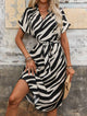 Women’s Zebra Print Belted Dress | Midi