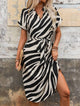 Women’s Zebra Print Belted Dress | Midi