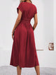 Women’s V-Neck Waist Pleated Dress | Midi