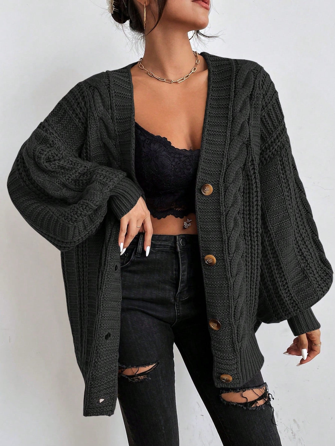 Women’s Chunky Cable Knit Cardigan | Oversized