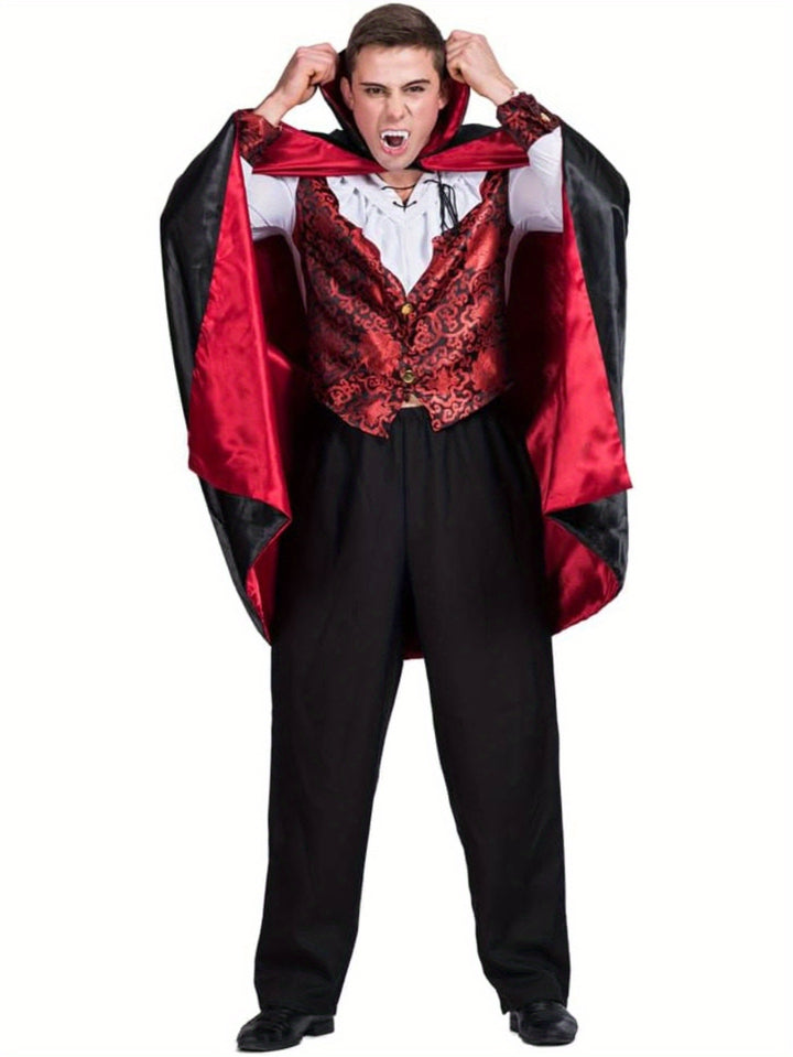 Men’s Vampire Costume | Gothic Long Cape Halloween