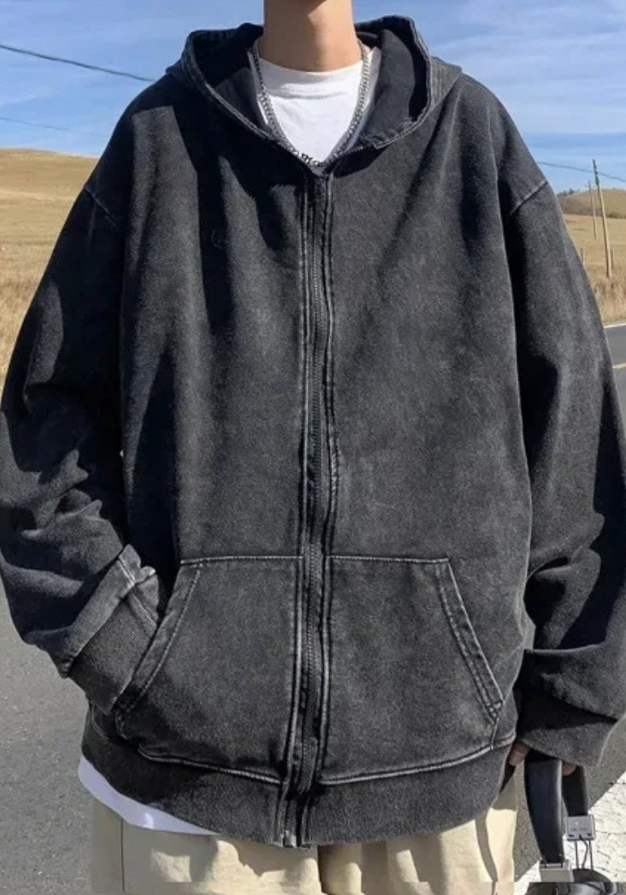 Men’s Oversized Zip Hoodie | Washed