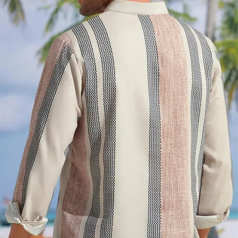Cooper - V-neck striped lapel shirt
