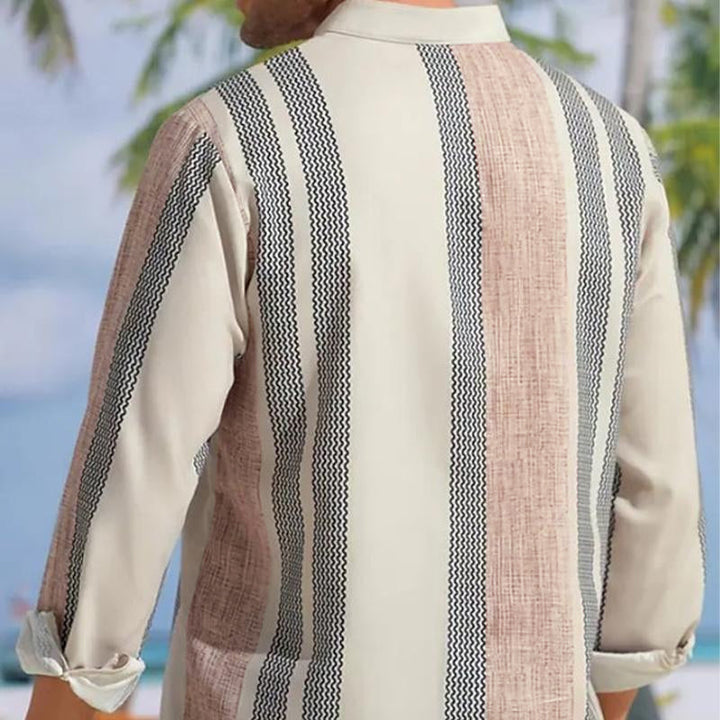 Cooper - V-neck striped lapel shirt