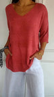 Women’s V-Neck Oversized Knit Top | Half Sleeve